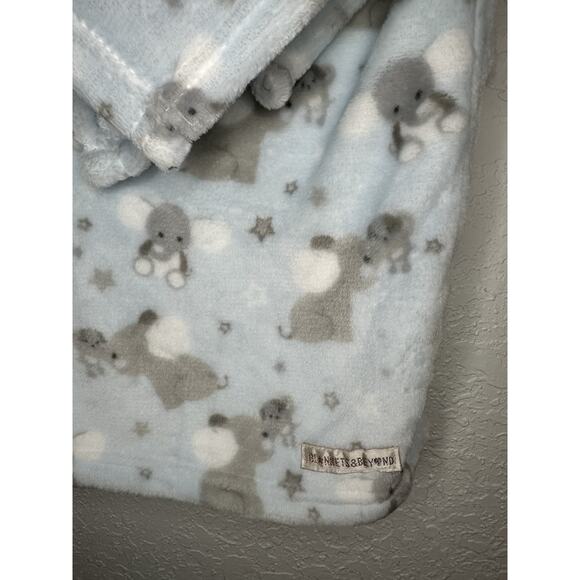 Blankets & Beyond Elephant Baby Security Blanket 28x32" Lovey Set Blue Gray NEW - Picture 4 of 6